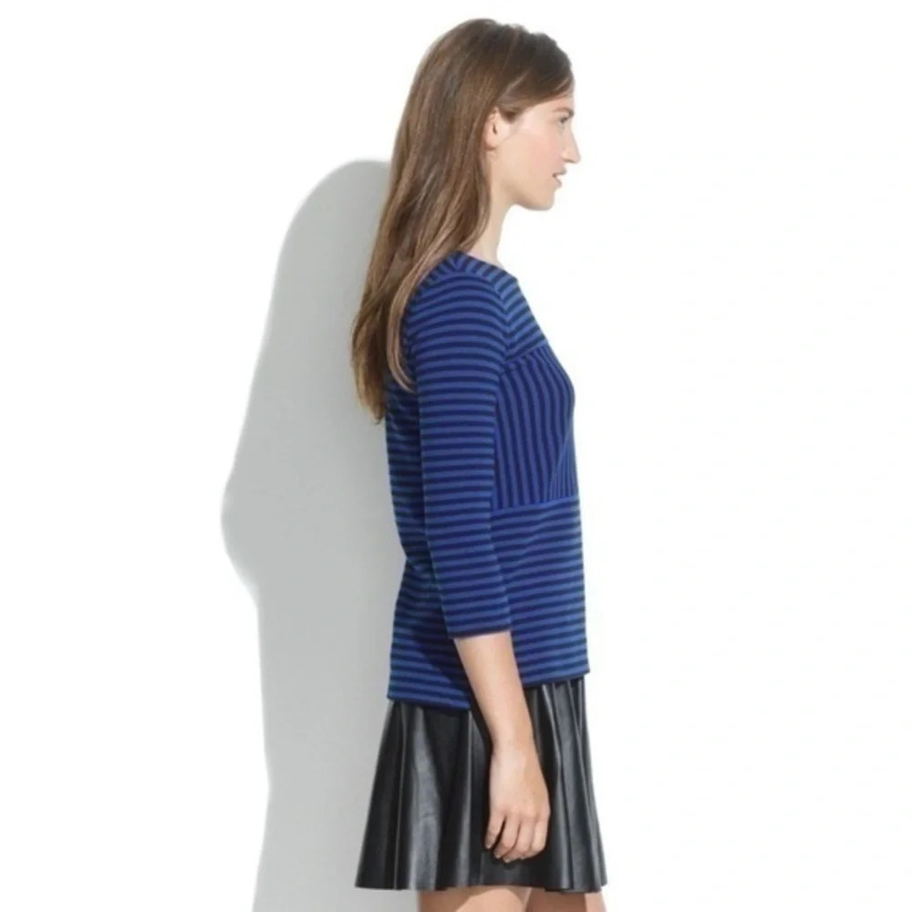 Madewell Blue Black Stripe Gallerist Ponte Blouse